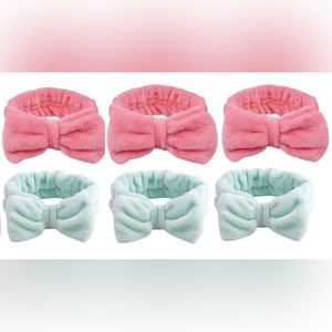 6pcs.Microfiber spa headbands bow tie makeup
